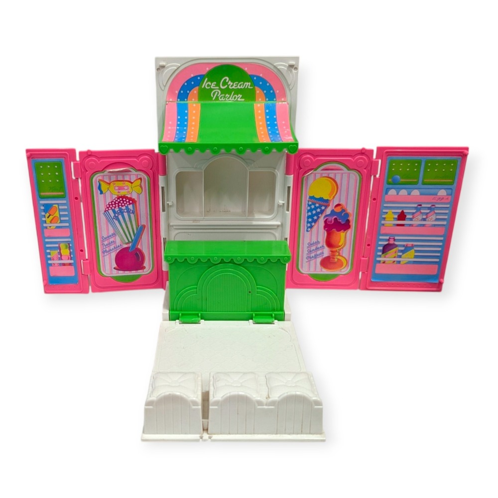 Vintage 1987 Kenner Ice Cream Parlor Refrigerator‎ Playset Pink Green Retro Toy